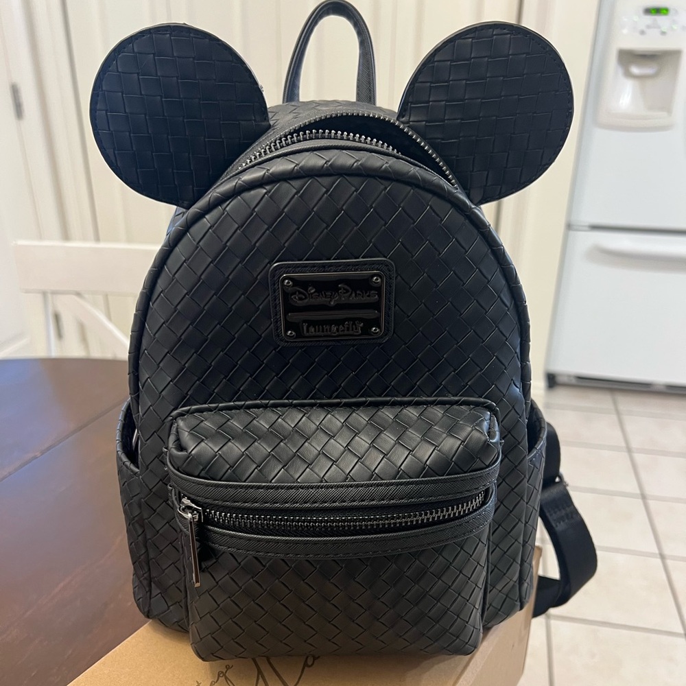 Disney Black Quilted Backpack with Mickey Ears